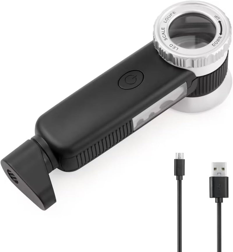 Amoper 30X Jewelry Loupe with 7 Light, USB Rechargeable Foldable Handheld Magnifying Glass with Jade Appraisal Flashlight for Jewelry Appraisal, Coins, Gemstones - Image 1